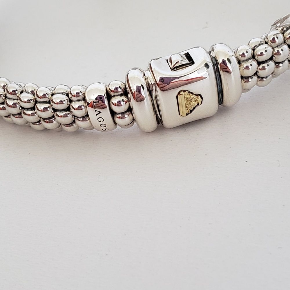 LAGOS Sterling Silver 18K Gold Rare Wonders 9MM Two Tone Snake Rope Bracelet 7.5 - Picture 11 of 12